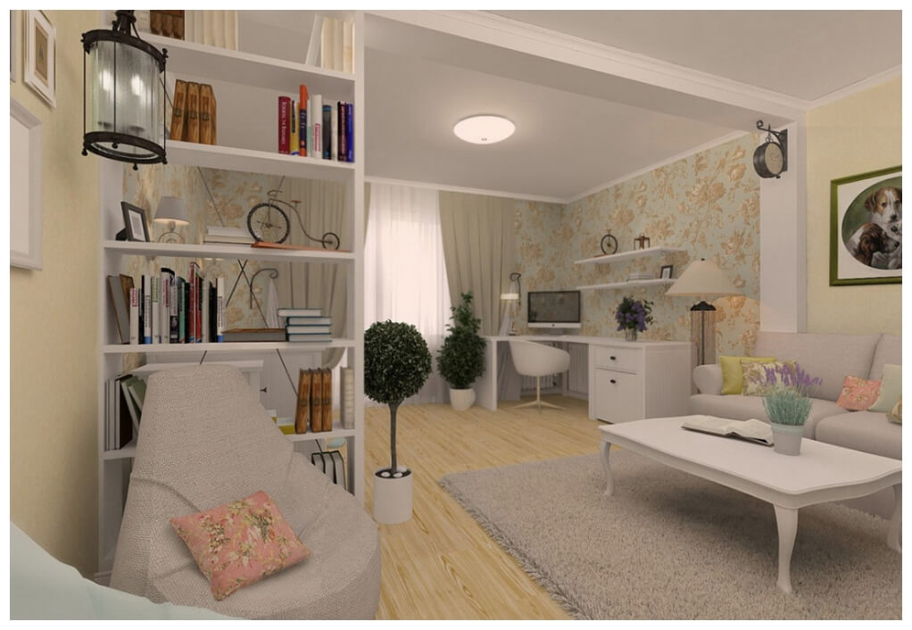Функциональная гостиная-кабинет с диваном Archi